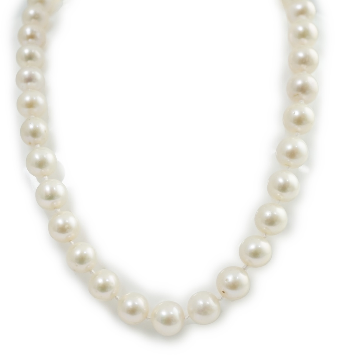 A single strand graduated South Sea pearl necklace, with 18k gold chain and clasp